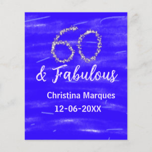 60 & fabulous birthday blue silver add name date