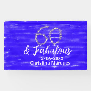 60 & fabulous birthday blue silver add name date banner
