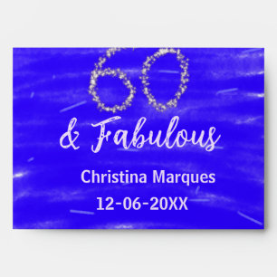 60 & fabulous birthday blue silver add name date envelope