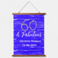 60 & fabulous birthday blue silver add name date