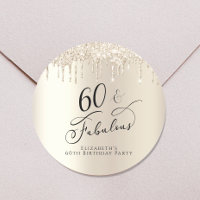 60 Fabulous Birthday Gold Glitter Personalised