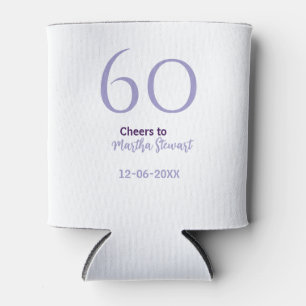 60 & fabulous birthday purple bold name date styli can cooler