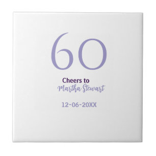 60 & fabulous birthday purple bold name date styli ceramic tile