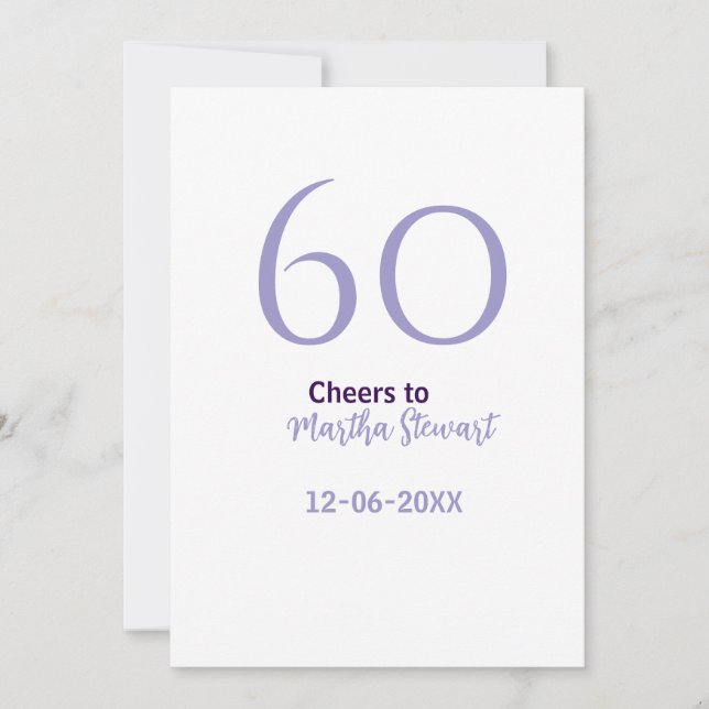 60 & fabulous birthday purple bold name date styli invitation (Front)