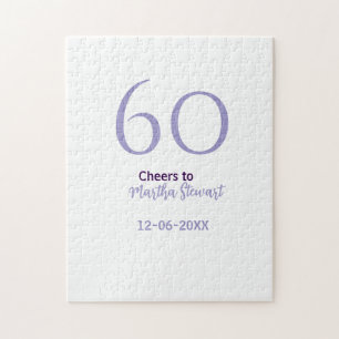 60 & fabulous birthday purple bold name date styli jigsaw puzzle