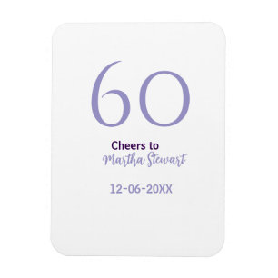 60 & fabulous birthday purple bold name date styli magnet