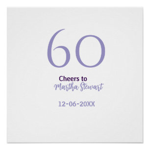 60 & fabulous birthday purple bold name date styli poster