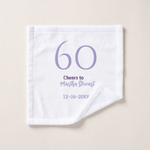 60 & fabulous birthday purple bold name date styli wash cloth