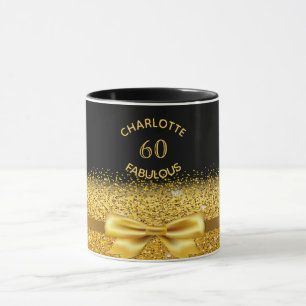 60 fabulous black gold elegant bow name mug