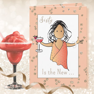 60 Fabulous Female Cartoon Margarita 60th Birthday Card