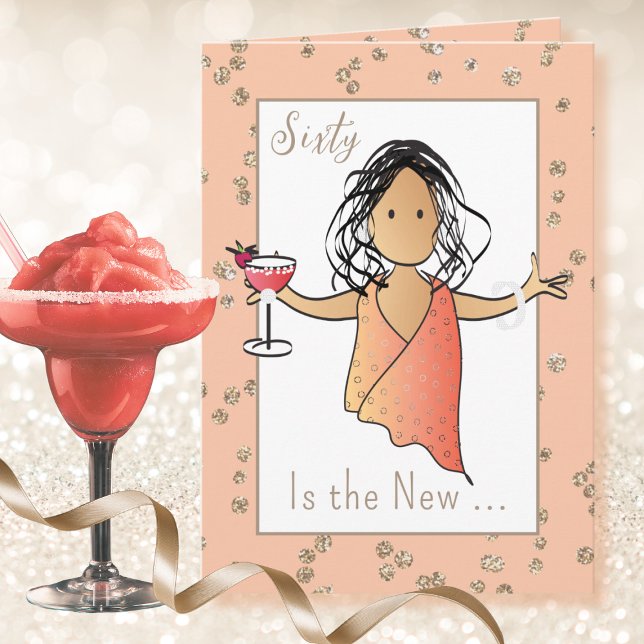 60 Fabulous Female Cartoon Margarita 60th Birthday Card (Creator Uploaded)