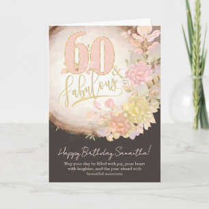 60 & Fabulous Floral Photo Personalized Birthday Card