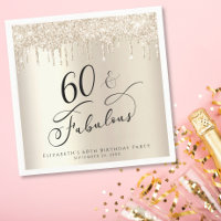 60 Fabulous Glitter Gold Custom Birthday Party
