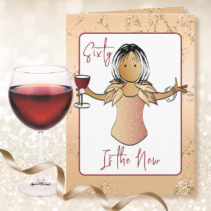 60 Fabulous Glitter Sparkle Wine 60th Birthday  Card