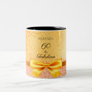 60 fabulous gold bow name Two-Tone coffee mug