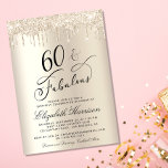 60 Fabulous Gold Glitter Birthday Party Invitation<br><div class="desc">Elegant and chic personalised 60th birthday party invitation featuring "60 & Fabulous" written in stylish script against a champagne gold faux foil background,  with gold faux glitter dripping from the top. You can personalise the year,  her name and the party details.</div>