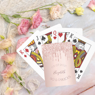 60 & fabulous party rose gold glitter drips glam playing cards