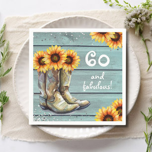 60 Fabulous Rustic Country Sunflower Boots Custom Napkin