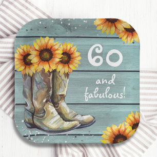 60 Fabulous Rustic Country Sunflower Boots Custom Paper Plate