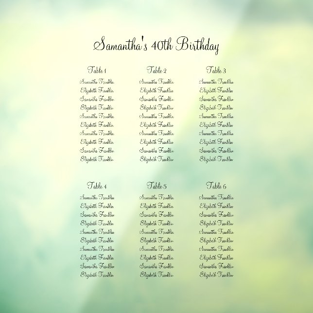 60 Guests at 6 Tables Modern Elegant Calligraphy (Sheet 3)