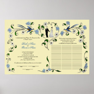 60 guests Quaker Wedding in summer - blue, ivory Poster