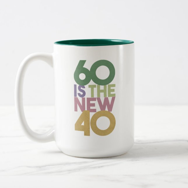 60 is the New 40 - 60th Birthday Gift Essential Two-Tone Coffee Mug (Left)