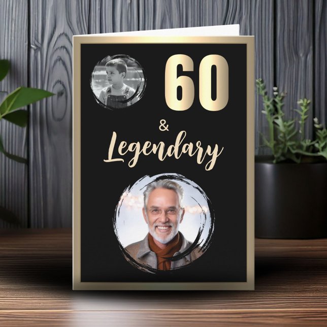 60 & Legendary 2 Photos 60th Birthday Gold Card (Creator Uploaded)