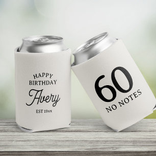 60 No Notes Birthday Personalized Minimal Party Can Cooler