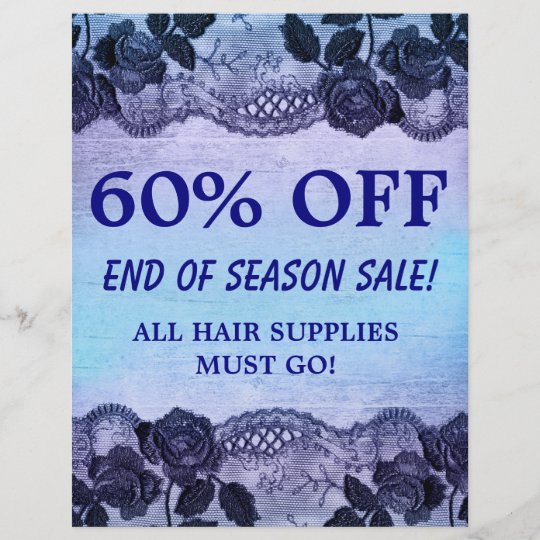 60 OFF Sale Flyer HAIR SALON Rose Floral Blue