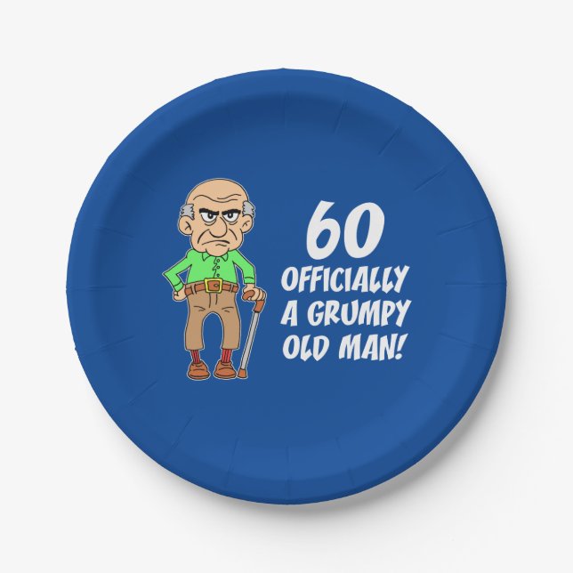60 Officially A Grumpy Old Man Paper Plate (Front)