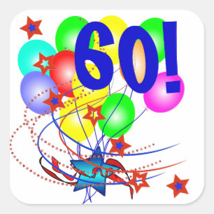 60! Or Any Age Birthday Balloons Stickers