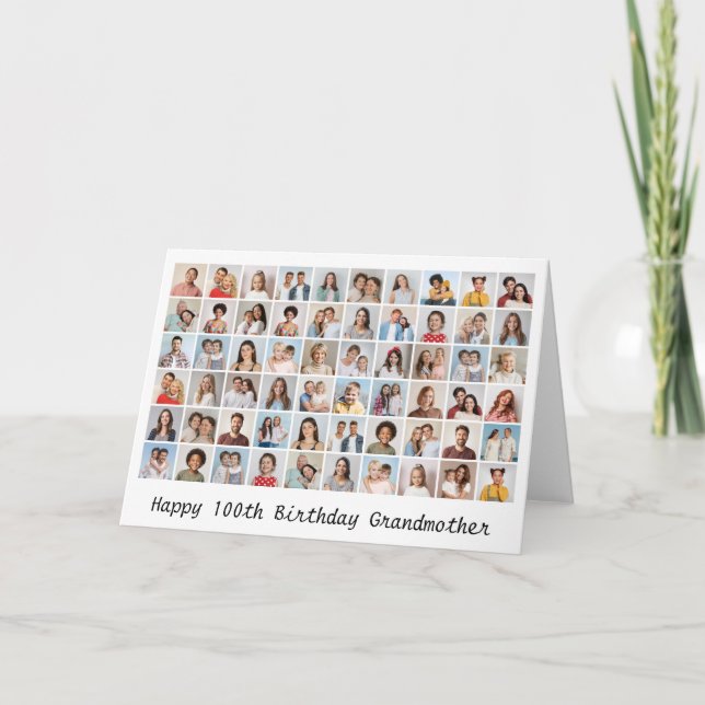 60 Photo Collage Add Any Name & Age Birthday Card (Front)