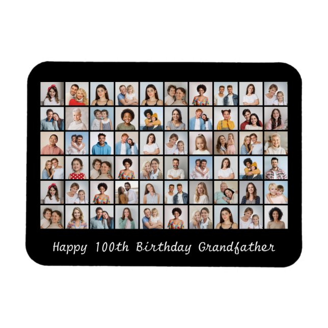 60 Photo Collage Add Any Name & Age Birthday Magnet (Horizontal)