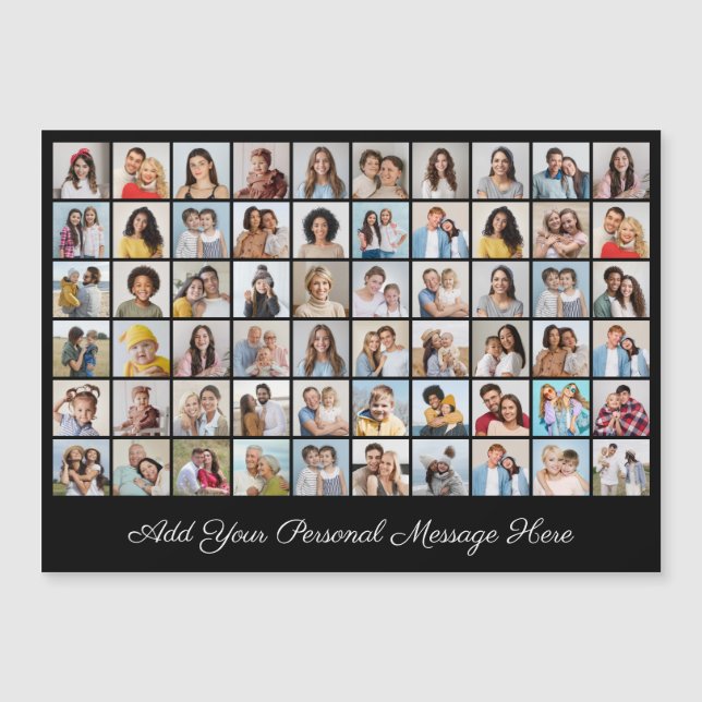 60 Photo Collage Add Your Greeting Magnetic Card (Front)