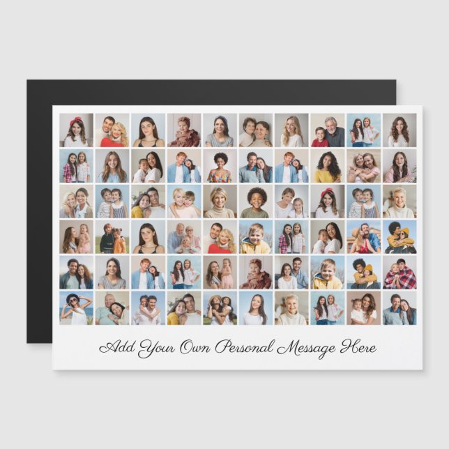 60 Photo Collage Add Your Greeting Magnetic Card (Front/Back)