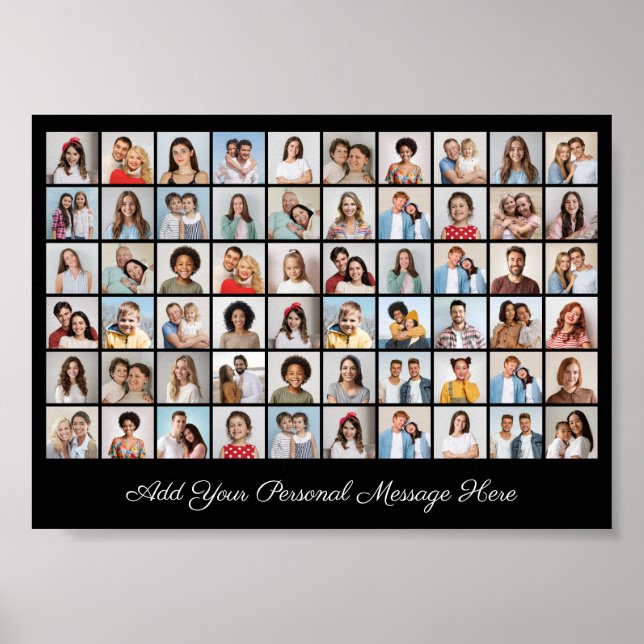 60 Photo Collage Add Your Own Greeting Poster (Front)