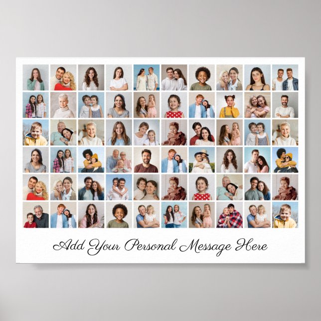 60 Photo Collage Add Your Own Greeting Poster (Front)
