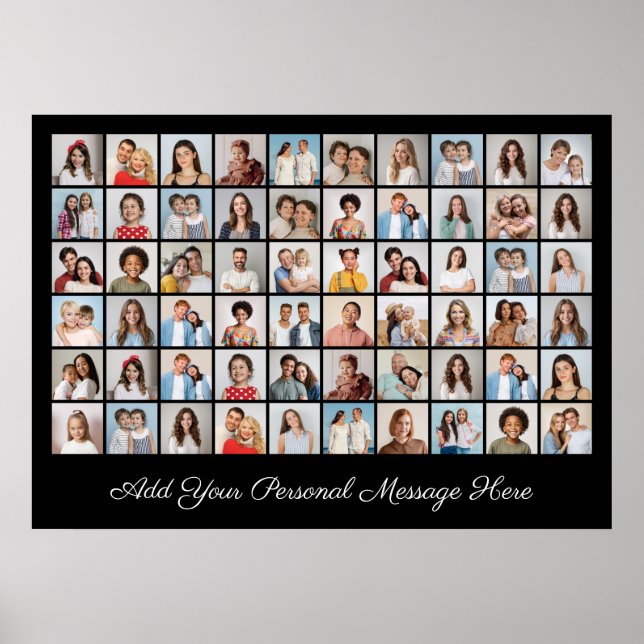 60 Photo Collage Add Your Own Greeting Poster (Front)