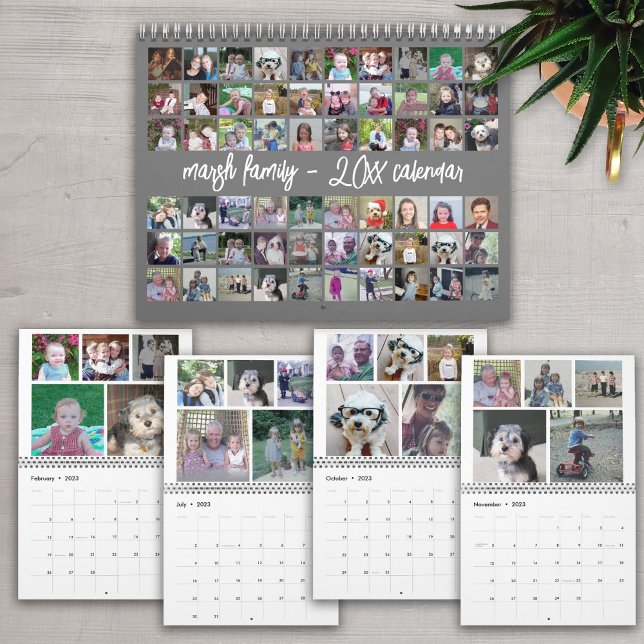 60 Photo - Custom Modern Family Template Gray 2023 Calendar (Creator Uploaded)