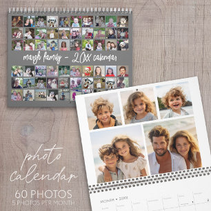 60 Photo - Custom Modern Family Template Grey Calendar