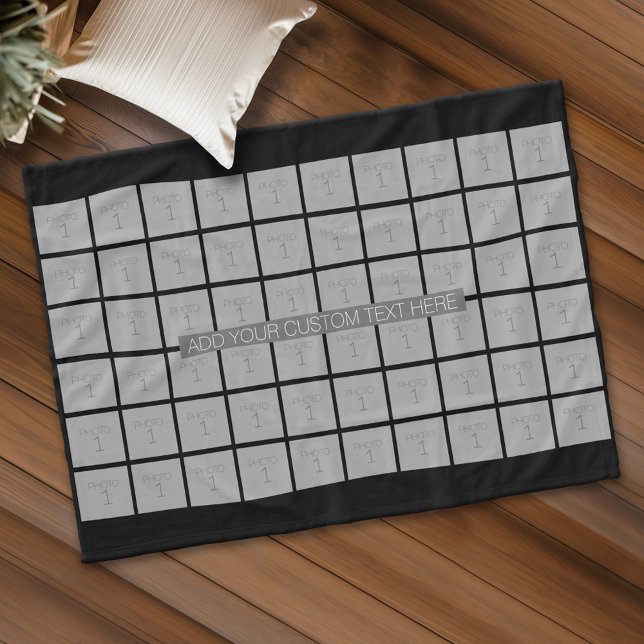 60 Photo Template Collage - Can Edit Colour Fleece Blanket (Custom Fleece Blanket - Add Photos and Text)