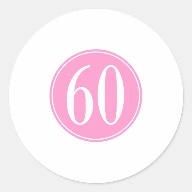 #60 Pink Circle Classic Round Sticker (Front)