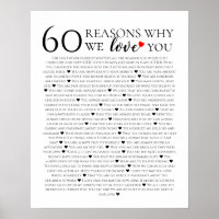 60 Reasons We Love You 60th Birthday gift for her