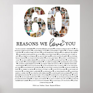 60 Reasons We Love You Photo Collage Keepsake Gift Poster