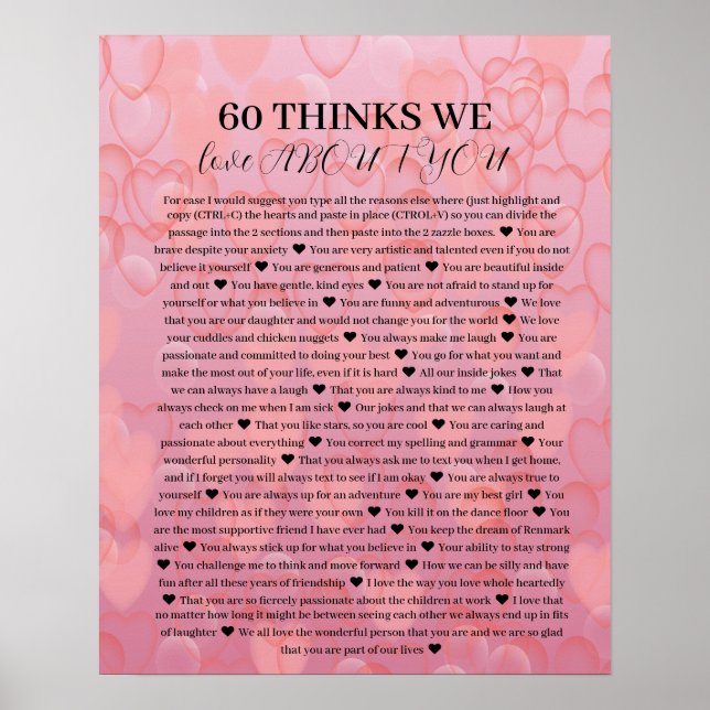 60 Reasons we love you Poster (Front)
