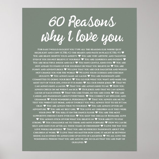 60 reasons why i love you 80th 60th birthday 40th poster (Front)