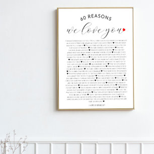 60 reasons why we love you 80th 60th birthday 40th poster