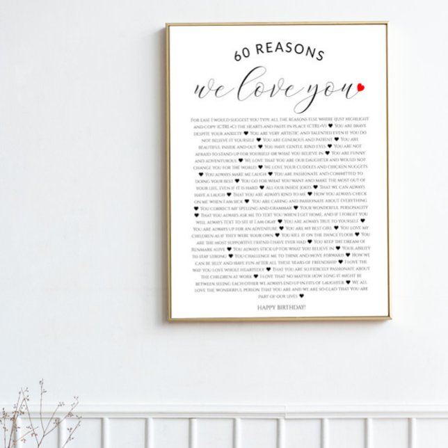 60 reasons why we love you 80th 60th birthday 40th poster (Creator Uploaded)