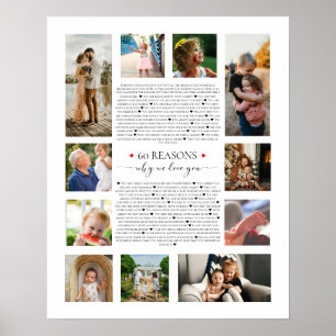 60 reasons why we love you 80th 60th birthday 40th poster
