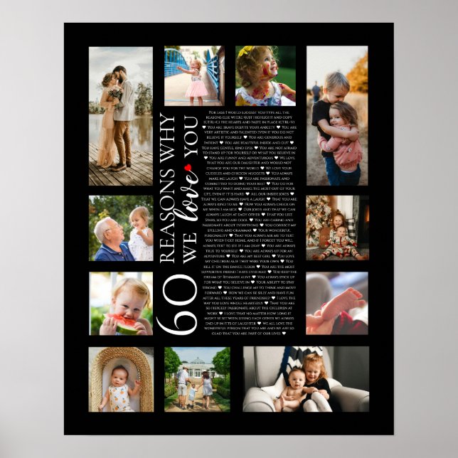 60 reasons why we love you photo collage birthday poster (Front)